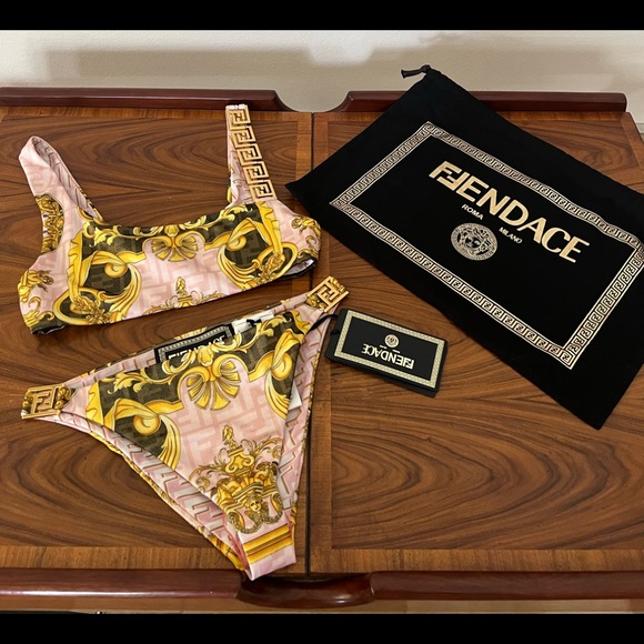 Versace Other - FENDACE 2 Piece Lycra reversible Swimsuit size 38 Versace by Fendi colla…